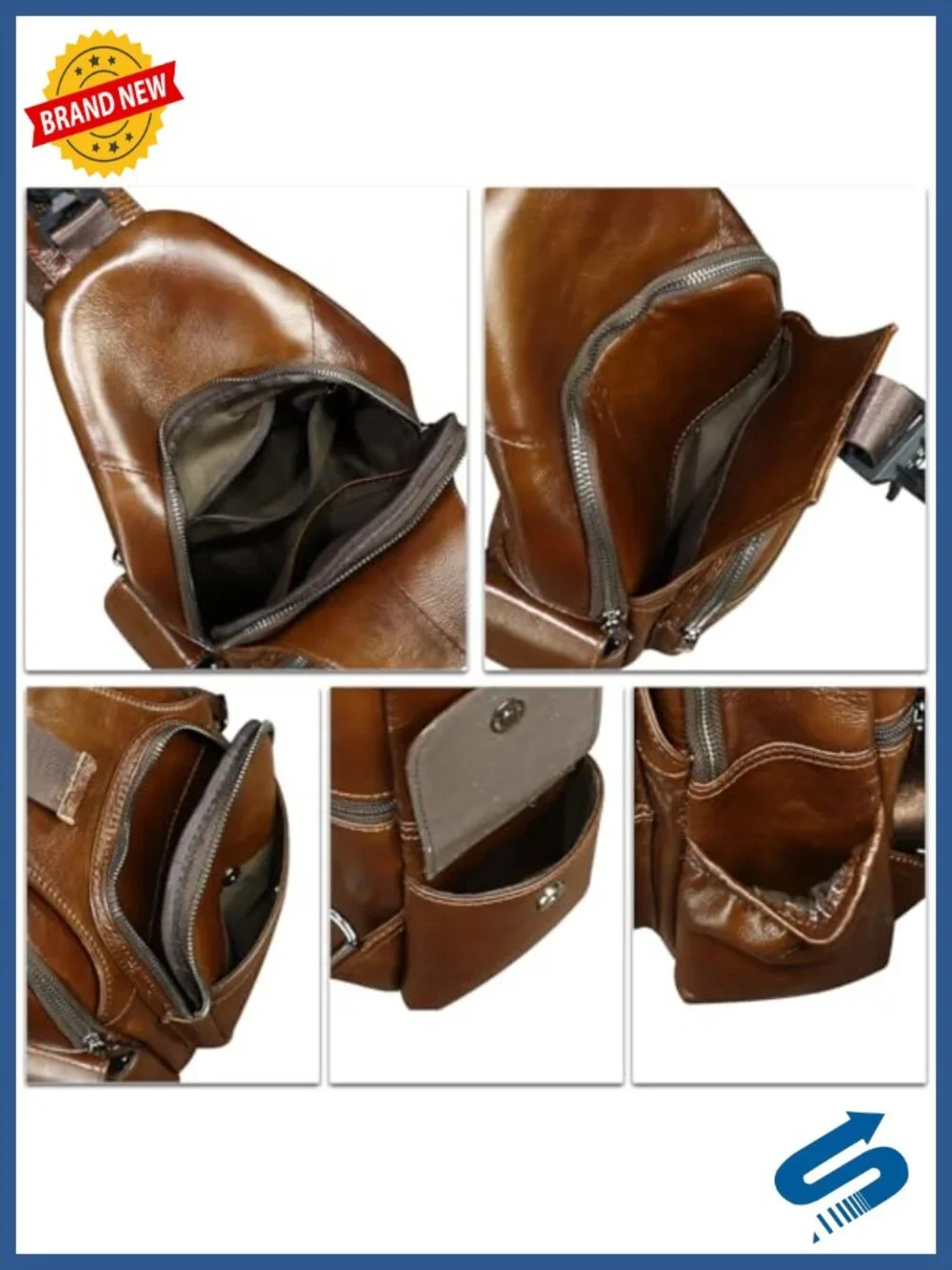 Genuine Leather Convertible Sling Backpack Crossbody Handmade Shoulder Bag